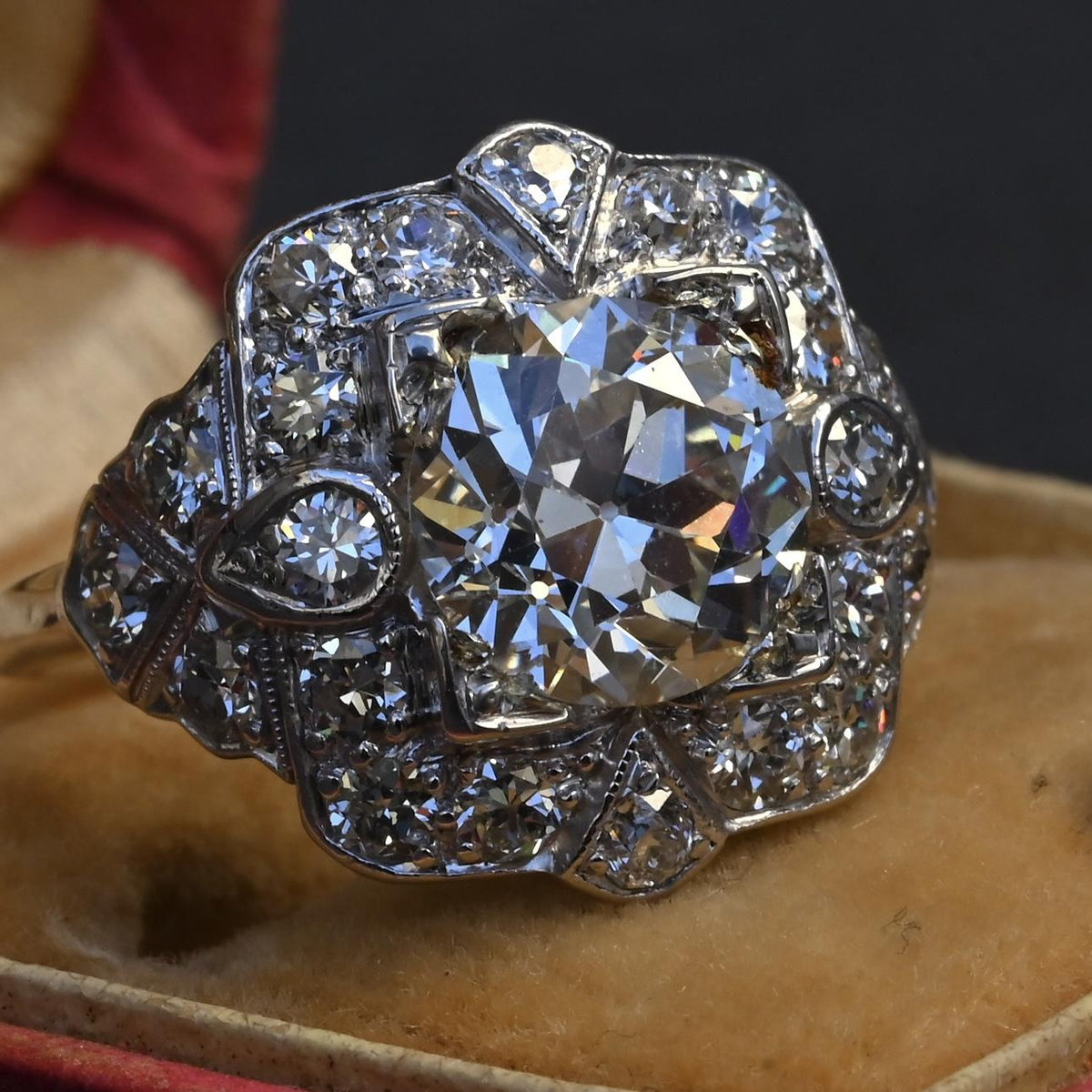IGI Certified 3.10 ctw Art Deco Antique Diamond Engagement Ring Platinum