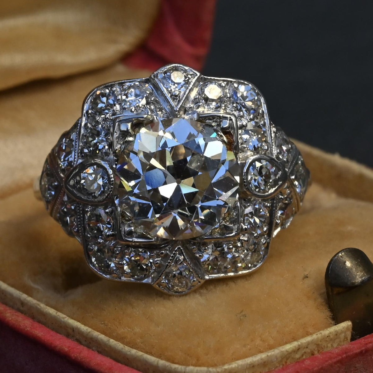 IGI Certified 3.10 ctw Art Deco Antique Diamond Engagement Ring Platinum