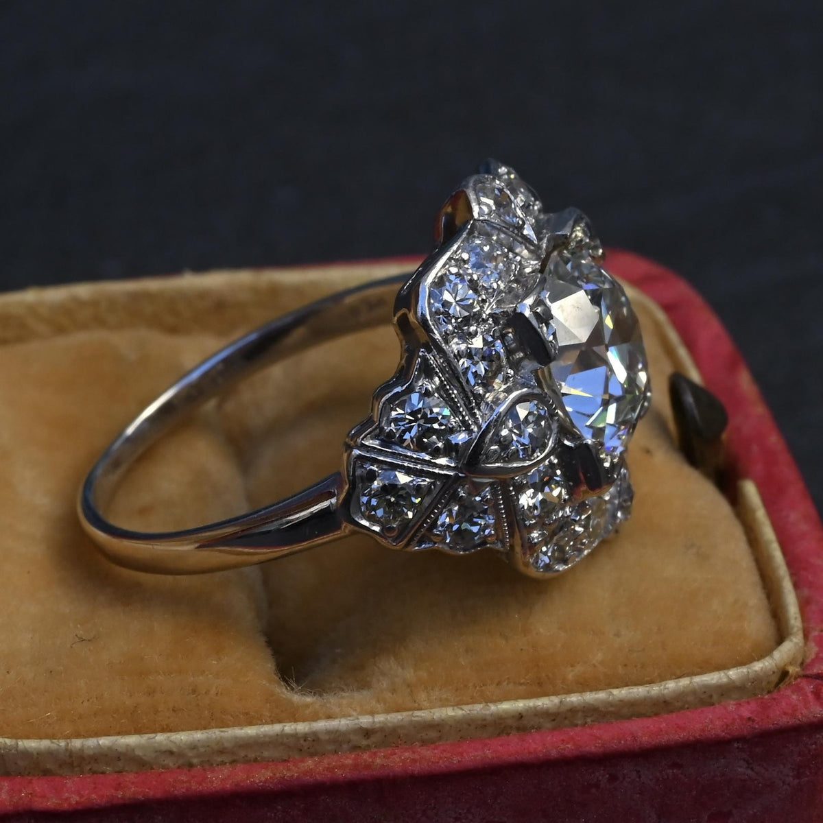 IGI Certified 3.10 ctw Art Deco Antique Diamond Engagement Ring Platinum