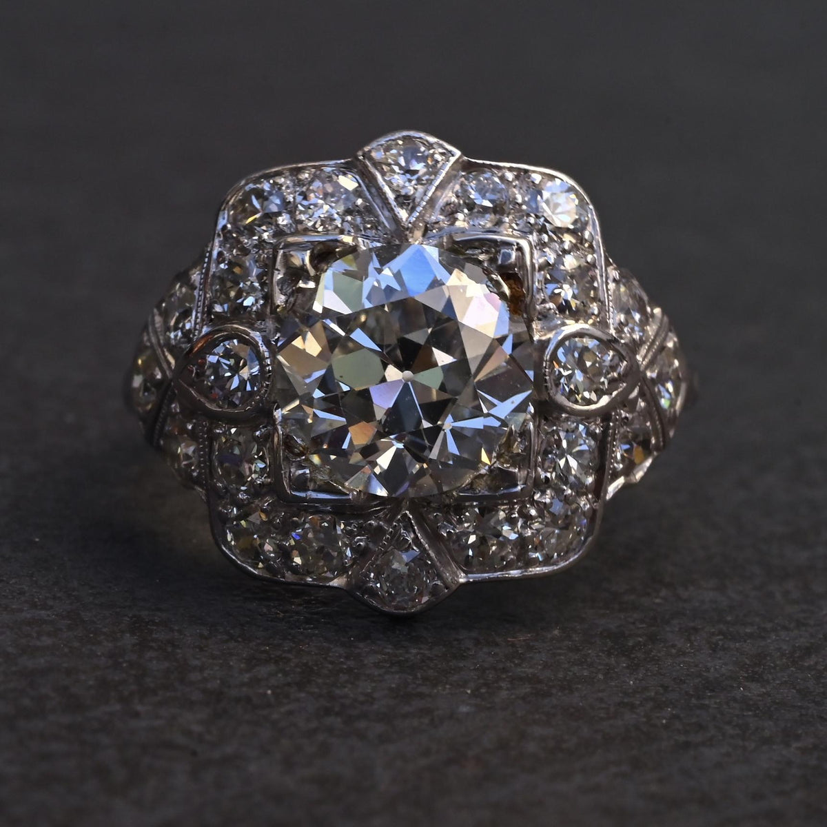 IGI Certified 3.10 ctw Art Deco Antique Diamond Engagement Ring Platinum