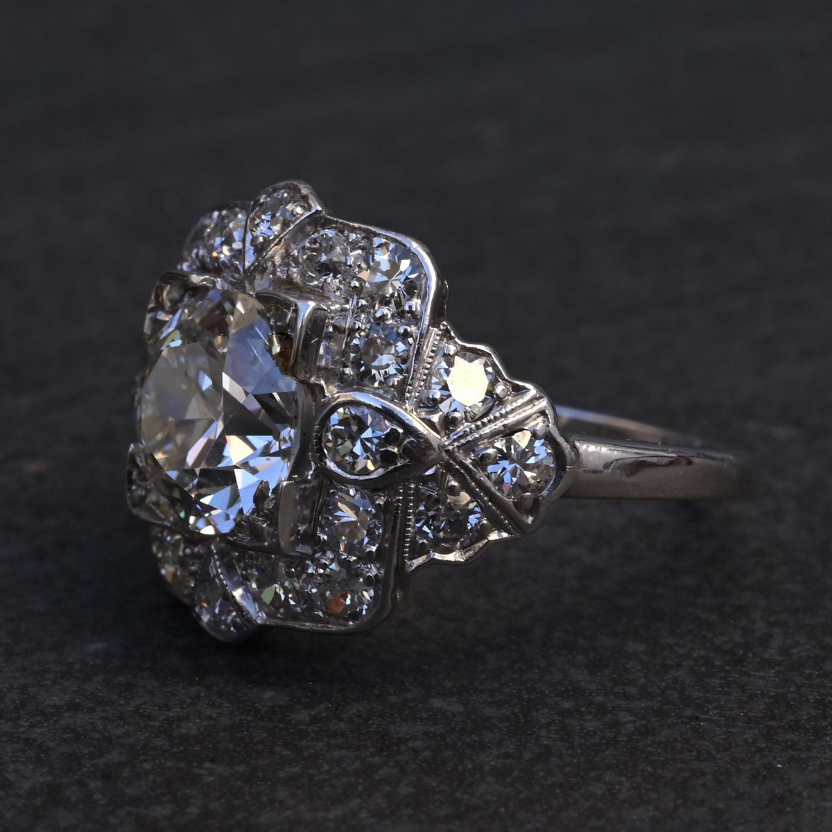 IGI Certified 3.10 ctw Art Deco Antique Diamond Engagement Ring Platinum