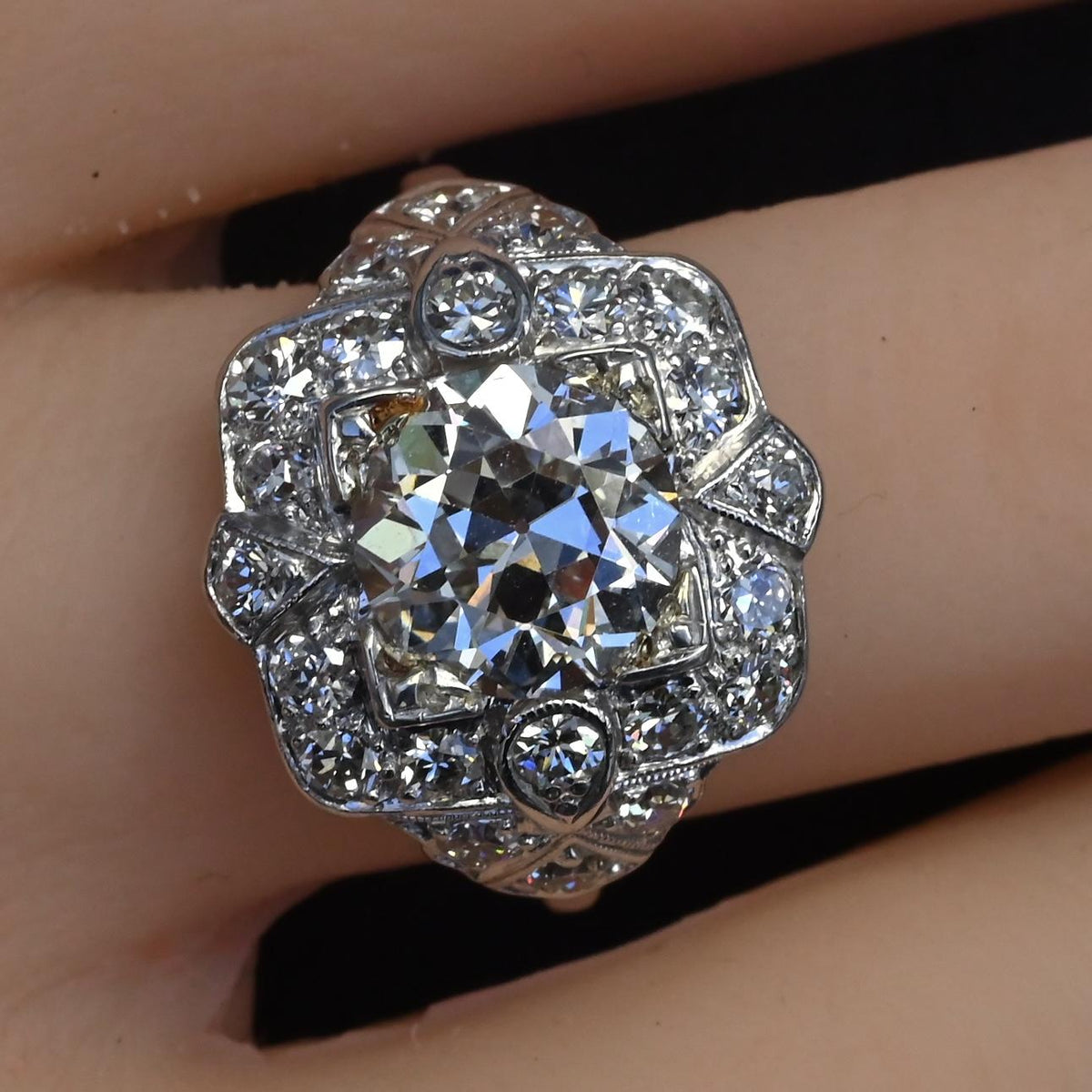IGI Certified 3.10 ctw Art Deco Antique Diamond Engagement Ring Platinum