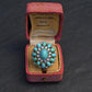 IGI Certified Mid-Century Turquoise & Diamond Statement Cocktail Ring 18K Gold