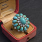 IGI Certified Mid-Century Turquoise & Diamond Statement Cocktail Ring 18K Gold