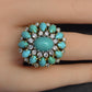 IGI Certified Mid-Century Turquoise & Diamond Statement Cocktail Ring 18K Gold