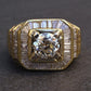 GIA & IGI Certified 3.85 TCW Diamond Statement Unisex Ring 18K Yellow Gold