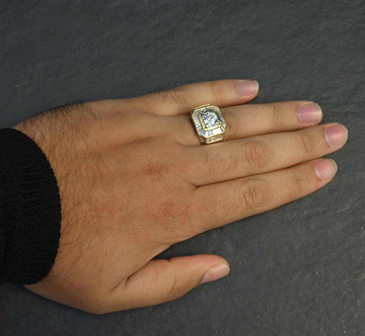 GIA & IGI Certified 3.85 TCW Diamond Statement Unisex Ring 18K Yellow Gold