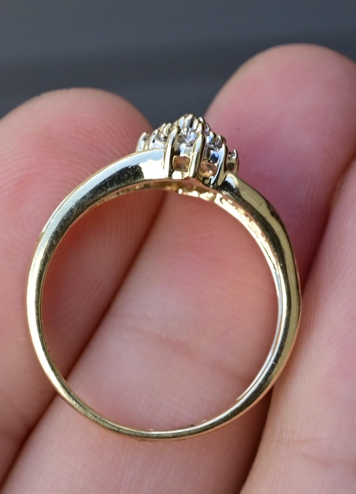 14K Yellow Gold Diamond Cluster Ring With Natural Diamonds