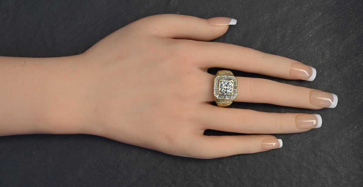 GIA & IGI Certified 3.85 TCW Diamond Statement Unisex Ring 18K Yellow Gold