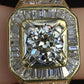 GIA & IGI Certified 3.85 TCW Diamond Statement Unisex Ring 18K Yellow Gold