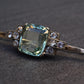 IGI Certified Antique Green Beryl & White Sapphire Bar Brooch 10K Gold & Silver