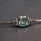 IGI Certified Antique Green Beryl & White Sapphire Bar Brooch 10K Gold & Silver