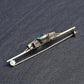 IGI Certified Antique Green Beryl & White Sapphire Bar Brooch 10K Gold & Silver