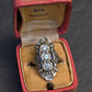 IGI Certified Art Deco Diamond Shield Ring 18K White Gold Gold Ring Size 6.5