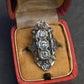 IGI Certified Art Deco Diamond Shield Ring 18K White Gold Gold Ring Size 6.5