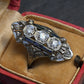 IGI Certified Art Deco Diamond Shield Ring 18K White Gold Gold Ring Size 6.5