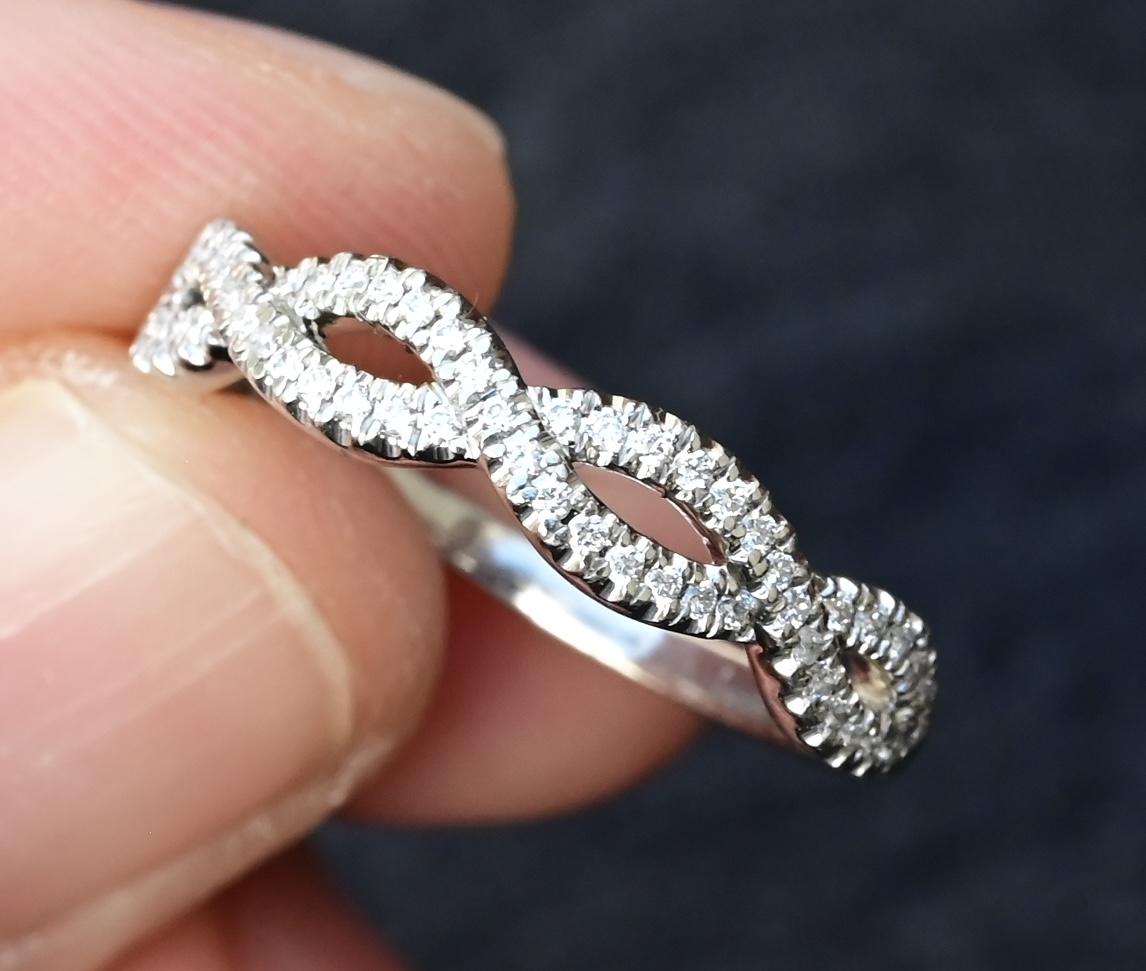 Platinum Diamond Infinity Twist Band – 0.12–0.15ct Total, Size 6.5