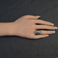 IGI Certified Art Deco Diamond Shield Ring 18K White Gold Gold Ring Size 6.5