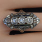 IGI Certified Art Deco Diamond Shield Ring 18K White Gold Gold Ring Size 6.5
