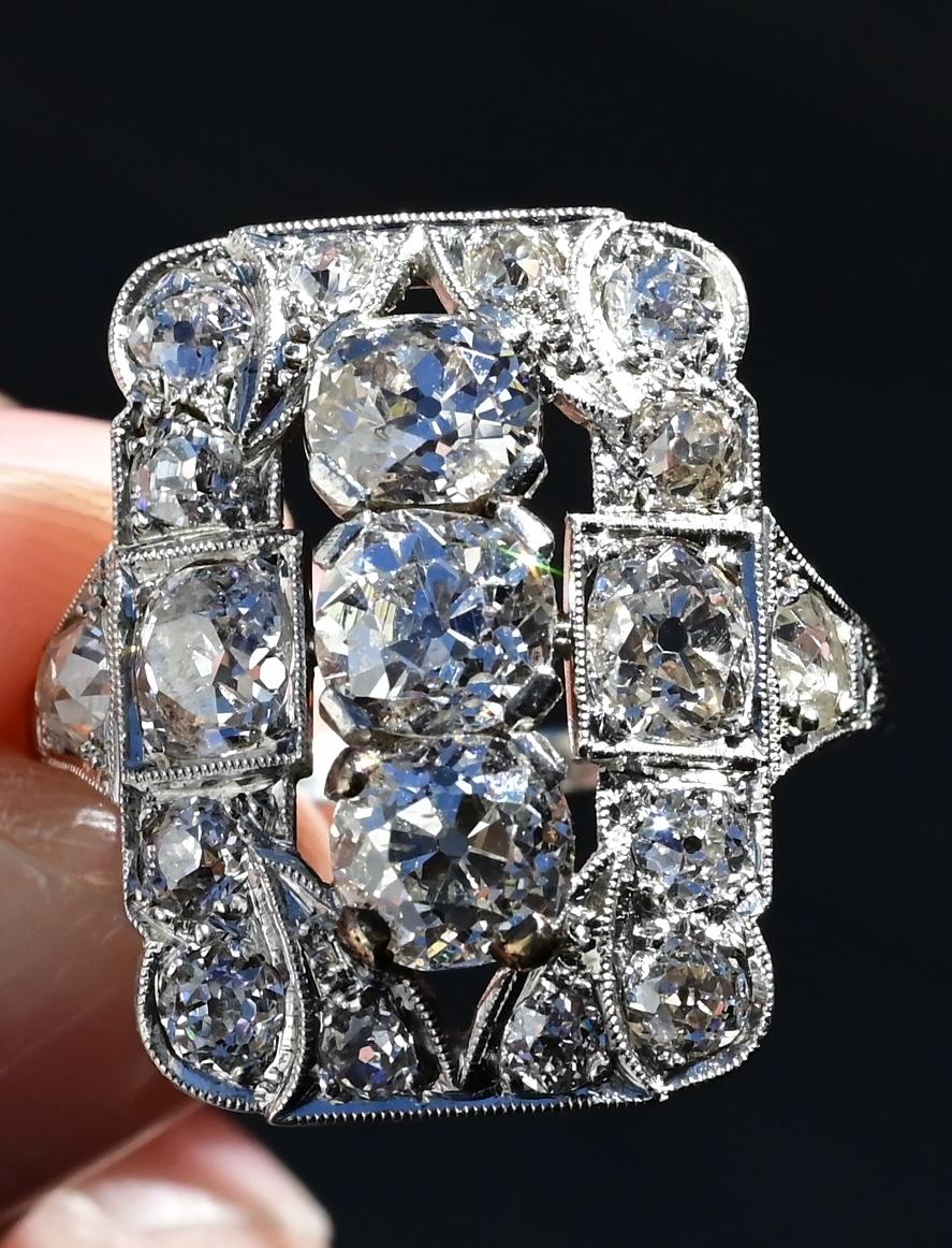 Exquisite Art Deco Platinum Diamond Ring – 2.68 Carats, Size 8