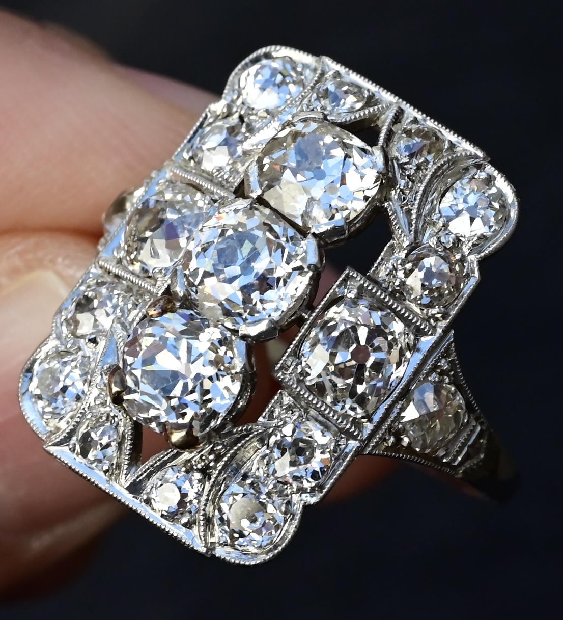 Exquisite Art Deco Platinum Diamond Ring – 2.68 Carats, Size 8