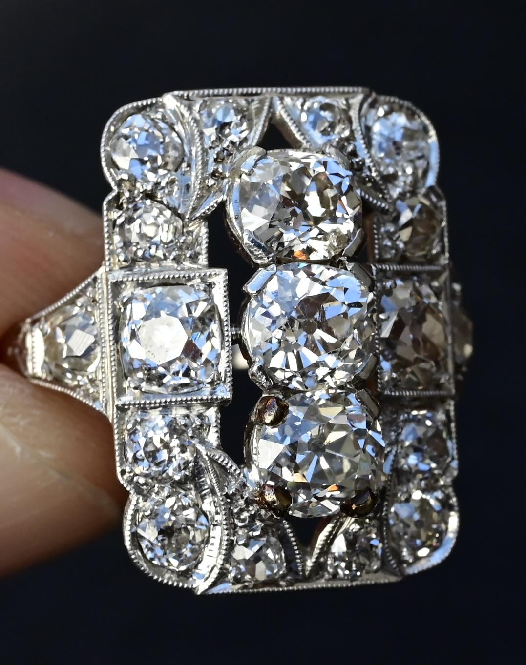 Exquisite Art Deco Platinum Diamond Ring – 2.68 Carats, Size 8