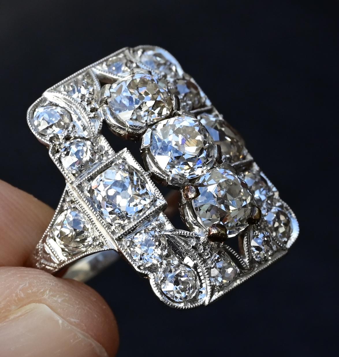 Exquisite Art Deco Platinum Diamond Ring – 2.68 Carats, Size 8