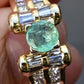 14K Yellow Gold Emerald & Diamond Ring – 7.28 Grams, Size 7.25