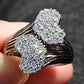 Very Fine 14K White Gold Sonia B. Double Heart Diamond Ring