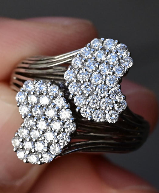 Sonia B 14K White Gold Cluster Diamond Ring – 0.90 TCW, IGI Certified, Size 7