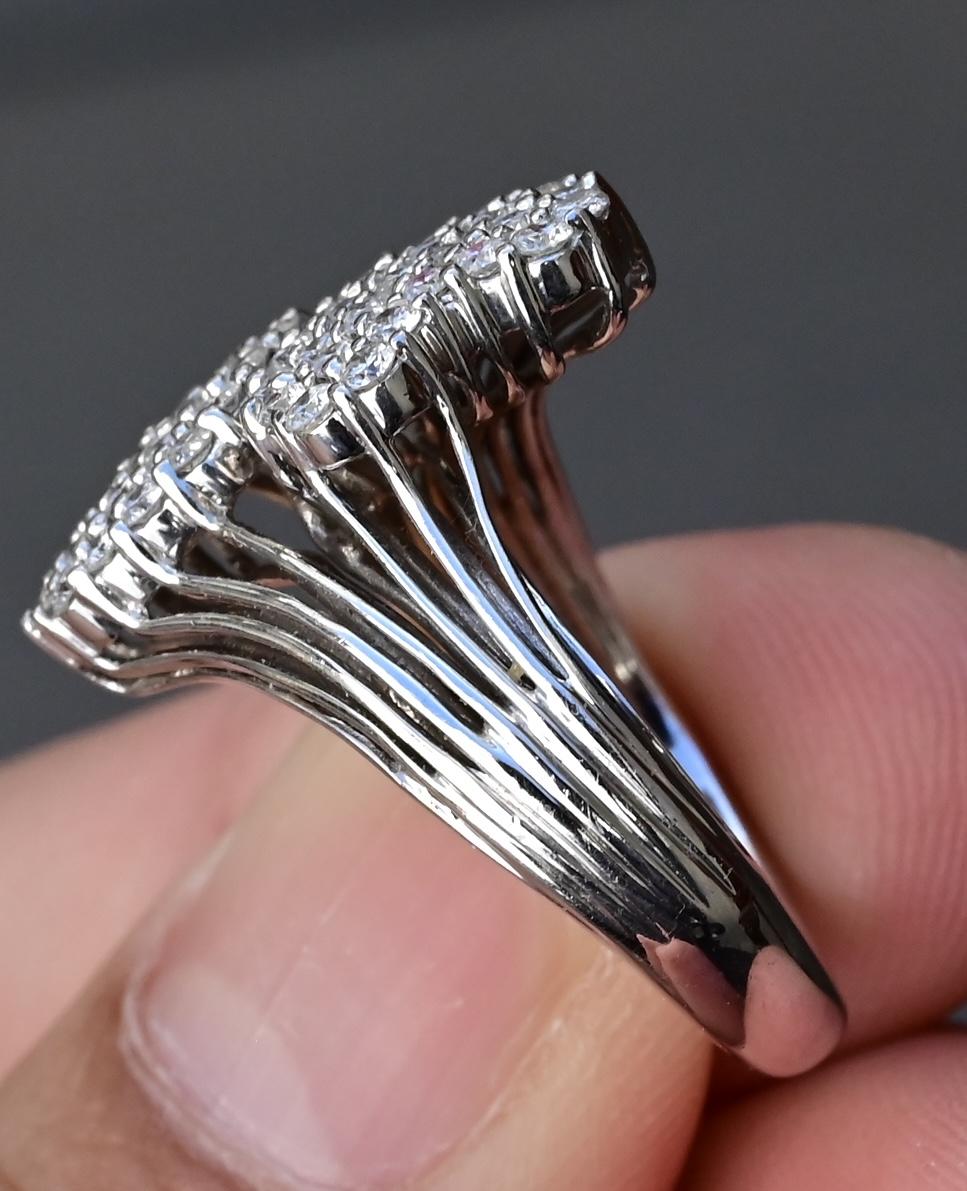 Very Fine 14K White Gold Sonia B. Double Heart Diamond Ring