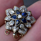 Vintage 14K Yellow White Gold Floral Bracelet Clasp with Sapphires Diamonds