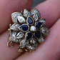 Vintage 14K Yellow White Gold Floral Bracelet Clasp with Sapphires Diamonds