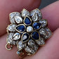 Vintage 14K Yellow White Gold Floral Bracelet Clasp with Sapphires Diamonds