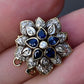 Vintage 14K Yellow White Gold Floral Bracelet Clasp with Sapphires Diamonds