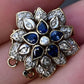 Vintage 14K Yellow White Gold Floral Bracelet Clasp with Sapphires Diamonds