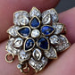 Vintage 14K Yellow White Gold Floral Bracelet Clasp with Sapphires Diamonds