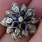 Vintage 14K Yellow White Gold Floral Bracelet Clasp with Sapphires Diamonds