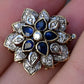 Vintage 14K Yellow White Gold Floral Bracelet Clasp with Sapphires Diamonds