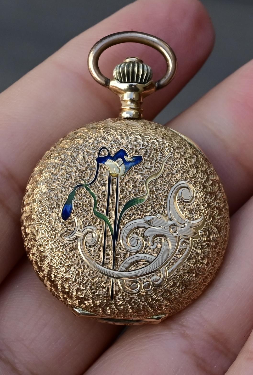 Exceptional Audemars Freres 14K Gold Enamel Pocket Watch