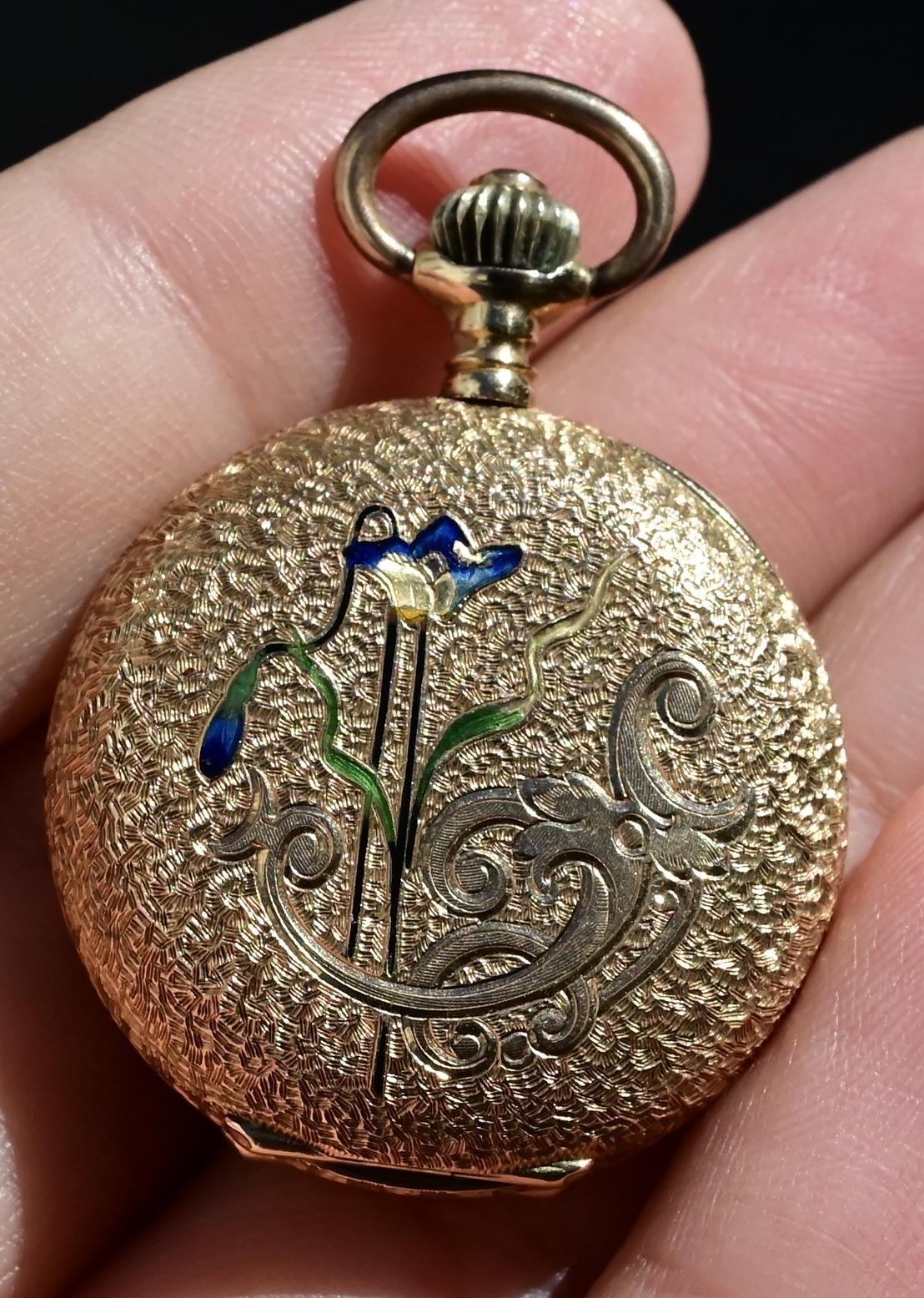 Exceptional Audemars Freres 14K Gold Enamel Pocket Watch