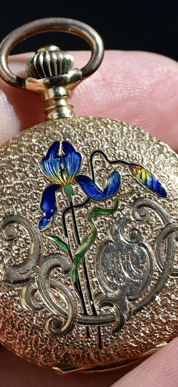 Exceptional Audemars Freres 14K Gold Enamel Pocket Watch
