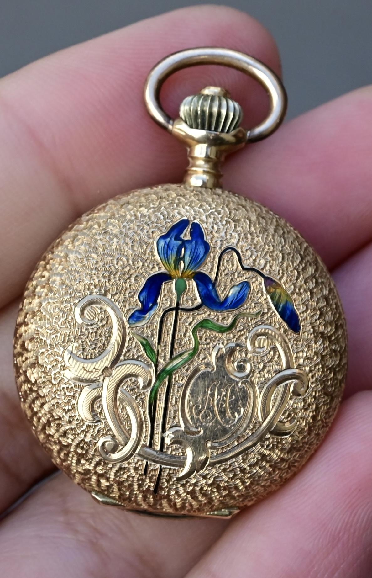Exceptional Audemars Freres 14K Gold Enamel Pocket Watch
