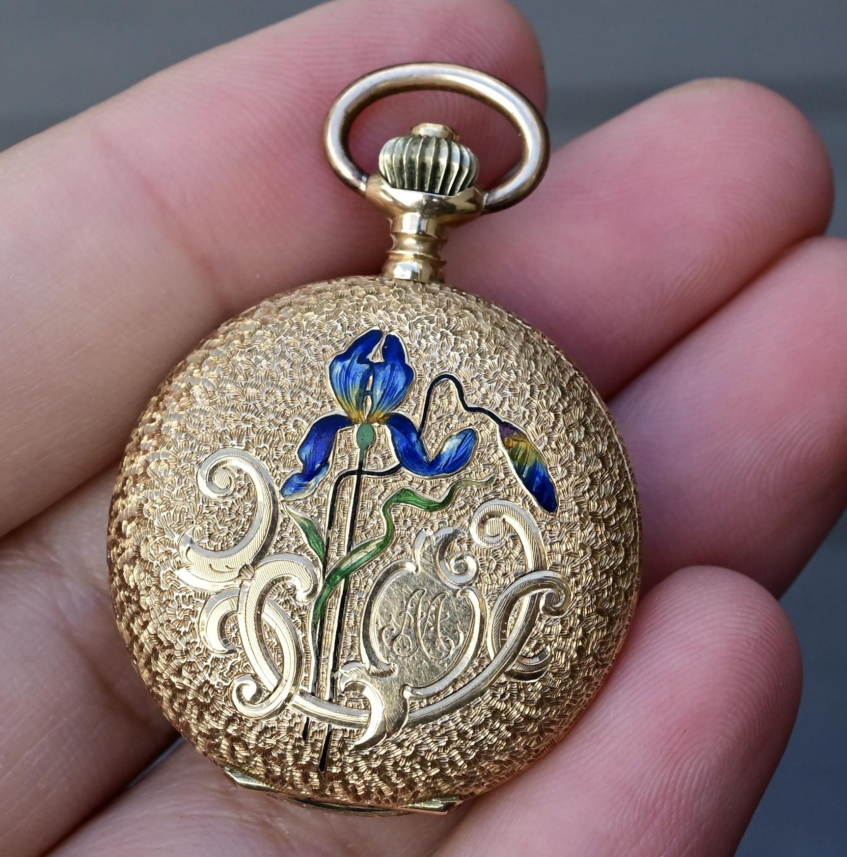 Exceptional Audemars Freres 14K Gold Enamel Pocket Watch