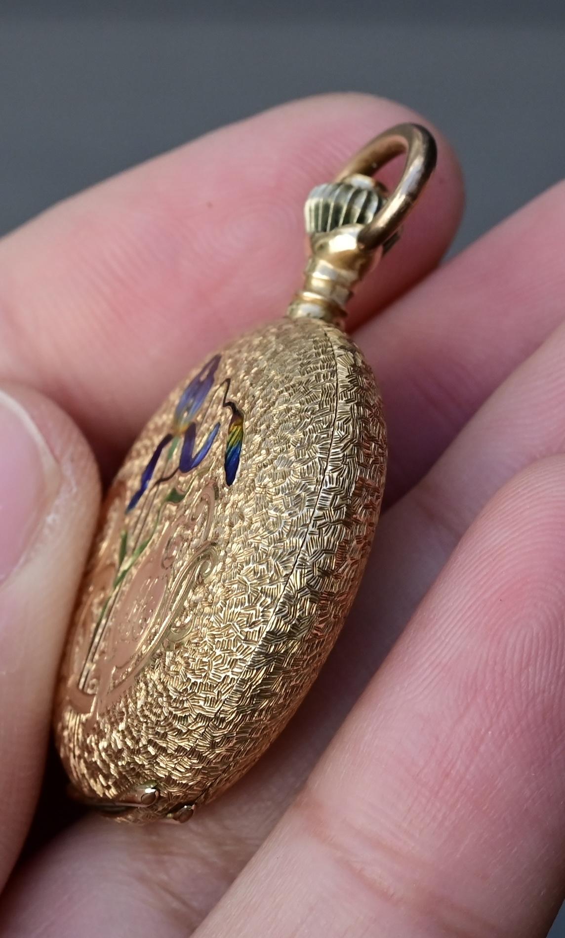 Exceptional Audemars Freres 14K Gold Enamel Pocket Watch