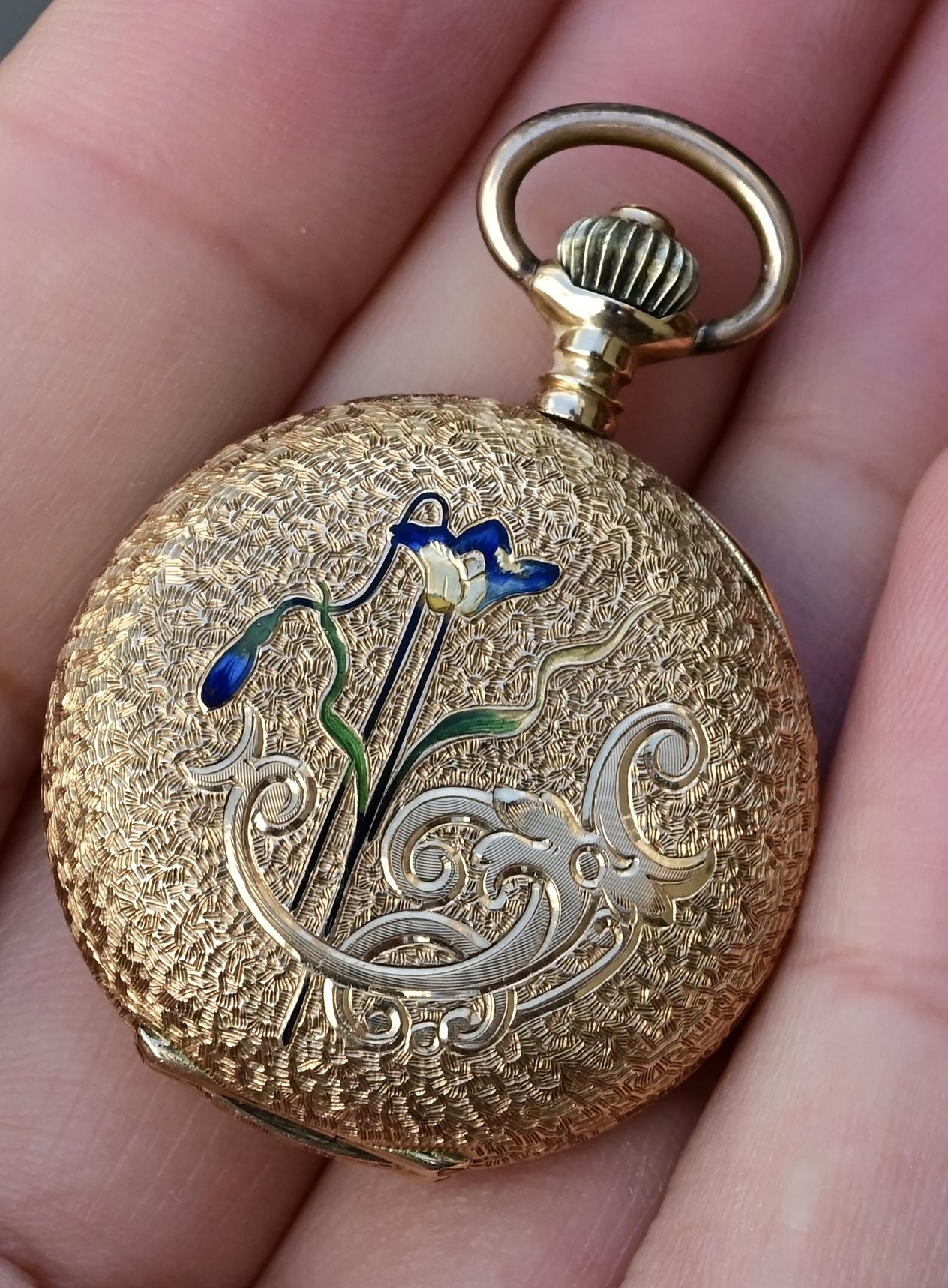 Exceptional Audemars Freres 14K Gold Enamel Pocket Watch