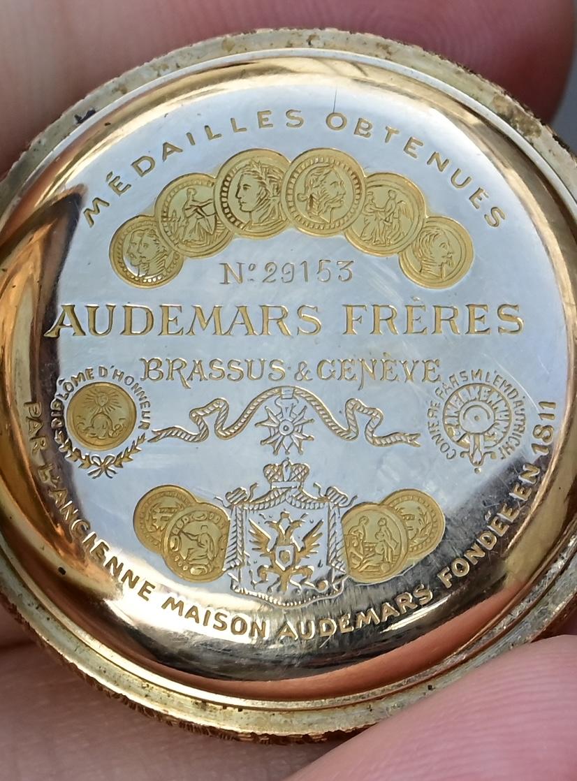 Exceptional Audemars Freres 14K Gold Enamel Pocket Watch
