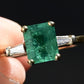 14K Yellow Gold Ring with 1.36ct Vivid Green Emerald & Diamond Size 6.25