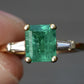 14K Yellow Gold Ring with 1.36ct Vivid Green Emerald & Diamond Size 6.25
