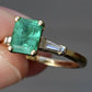 14K Yellow Gold Ring with 1.36ct Vivid Green Emerald & Diamond Size 6.25